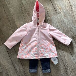 Little Me Floral Rain Jacket Set 2T NWT 3 Piece Toddler Girls Outfit Pink Leggin